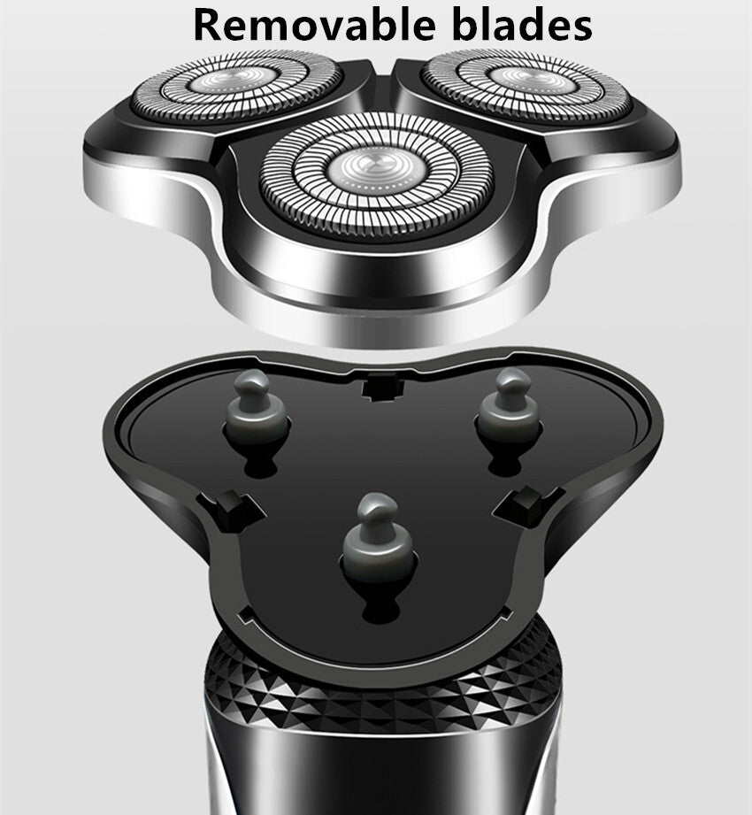 Afeitadora eléctrica, afeitadora para hombre rotativa, resistente al agua, cortadora de barba desplegable, máquina de afeitar de peluquería para cortar pelo de nariz, inalámbrica, en seco y húmedo
