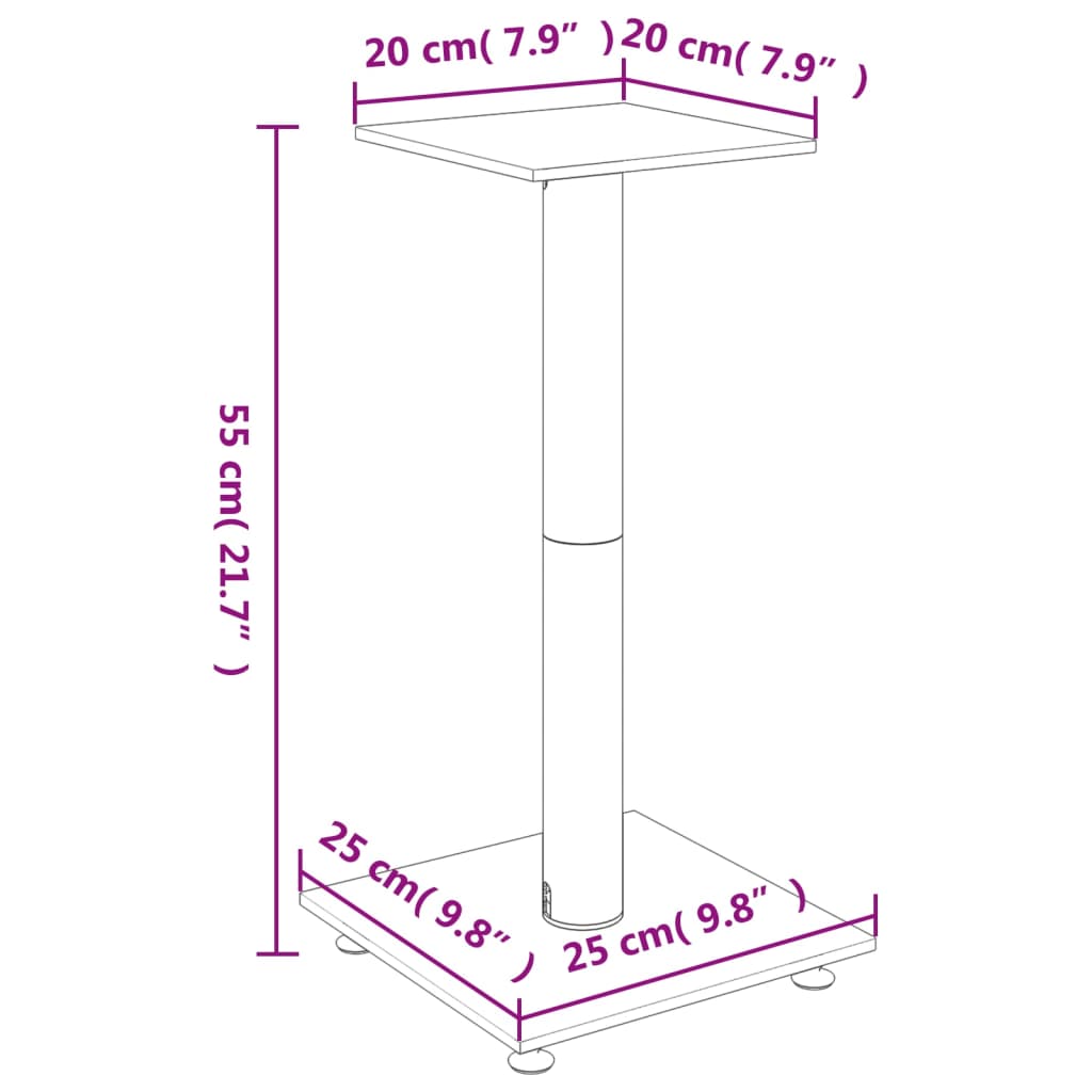Speaker Stands, 2 pcs., Tempered Glass, 1 Column