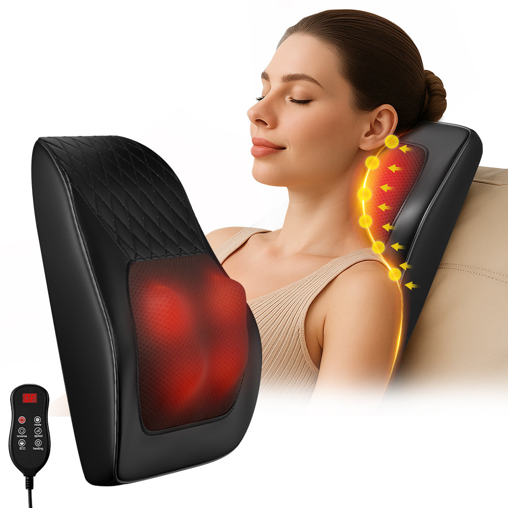 Almohada de masaje Shiatsu 3D para cuello, espalda y hombros, cojín de masaje eléctrico con función de calor, diseño ergonómico, ideal para usar en casa, la oficina y el coche