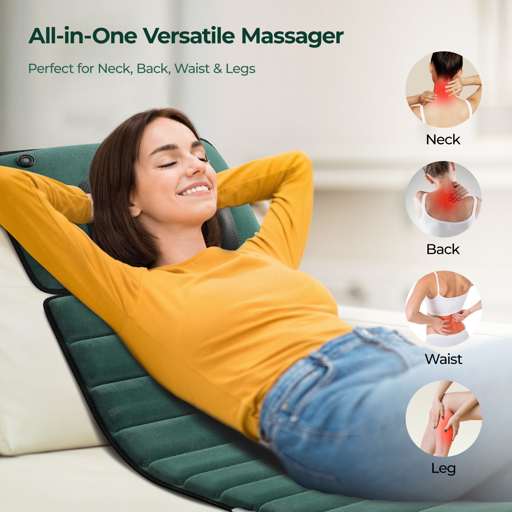 Almohada de Masaje para Cuello con Terapia de Calor y Control Remoto Multimodo, Dispositivo de Relajación para Hombros y Cuello, Masajeador Multifuncional, Almohada Cervical para Dormir y para el Cuello