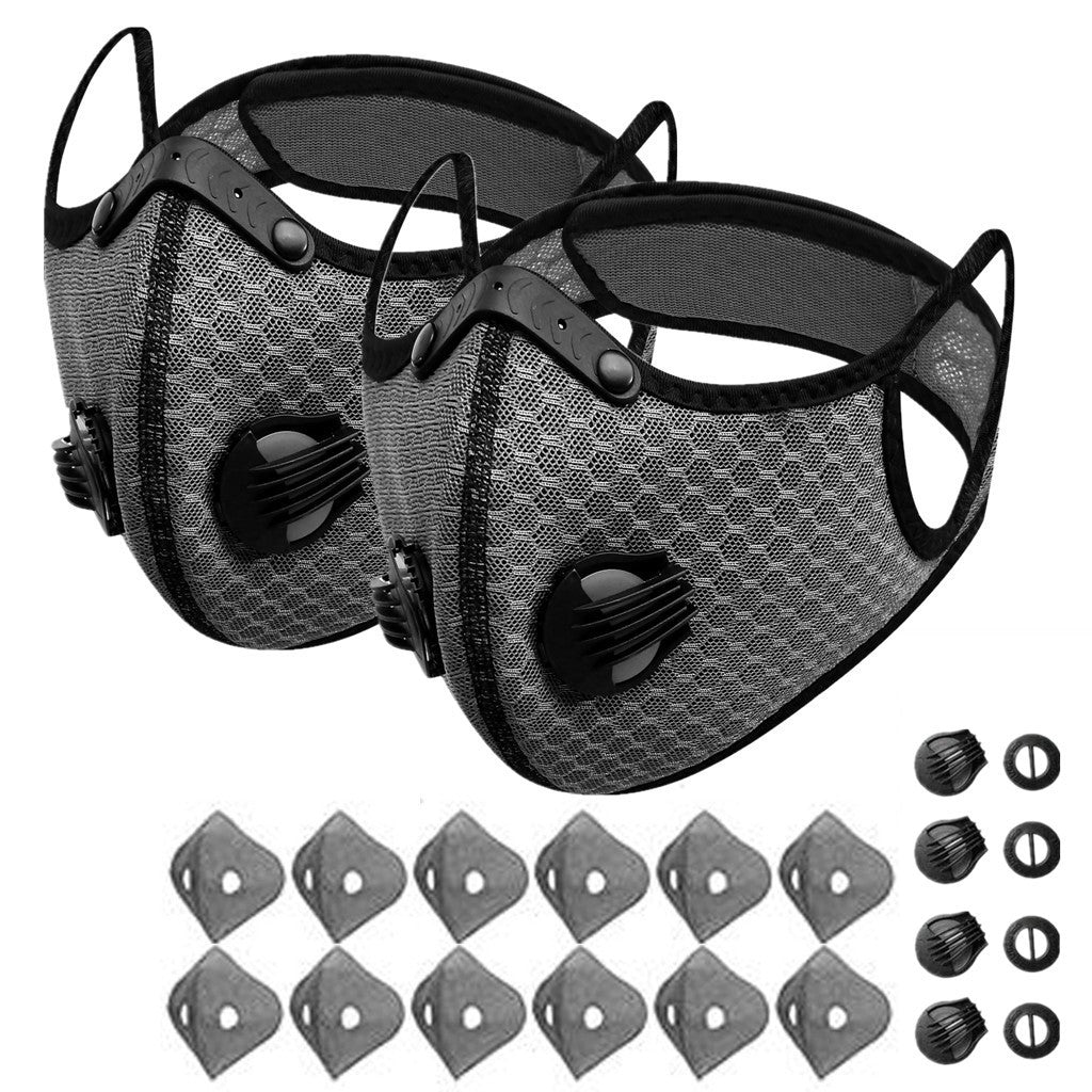 Mascarilla deportiva para ciclismo con filtro de carbono activado y válvulas de respiración