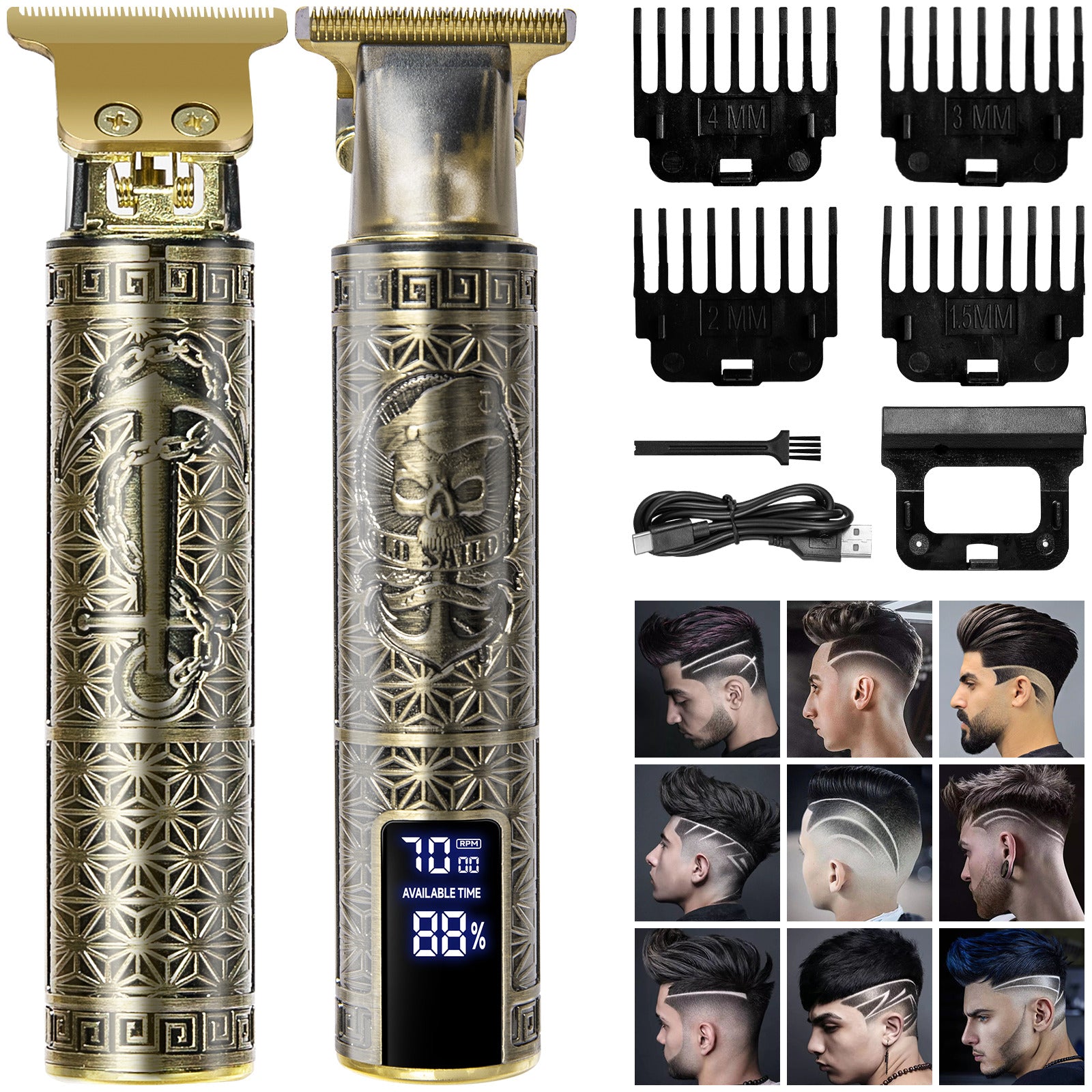 Cortapelos Profesional para Hombre Máquina Recortadora de Barba Eléctrica Inalámbrica